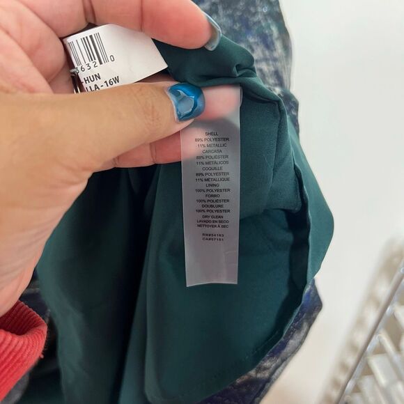 Vince Camuto Plus Size V Neck Cap Sleeve Green Jacquard Dress 16W Women - Picture 5 of 10